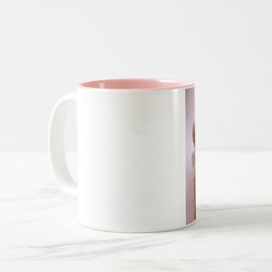 バラのコーヒー・マグを握っている2つのテディー・ベア ツートーンマグカップ (正面左)