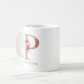 バラのゴールドのイニシャルPモノグラム コーヒーマグカップ (正面左)