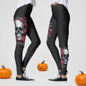 バラのスカルゴシックハロウィンレギンス レギンス
