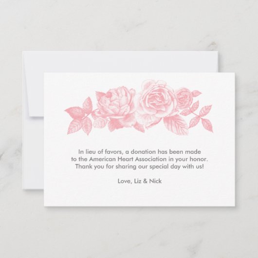 バラのスケッチの有利なカード（ピンク） サンキューカード (正面)