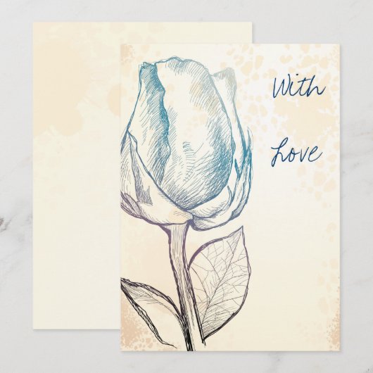 バラのスケッチ 招待状 (正面/裏面)