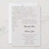 バラのテーマの愛されるアイボリーのフォーマルなクラシックな結婚式 招待状 (正面)