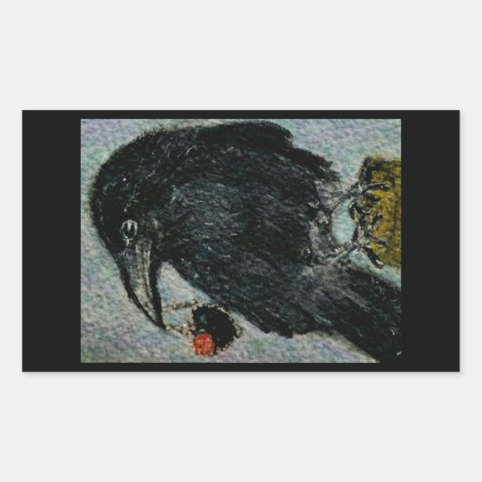 「バラのネックレスを盗んだカラス!」 バースデー 長方形シール (正面)