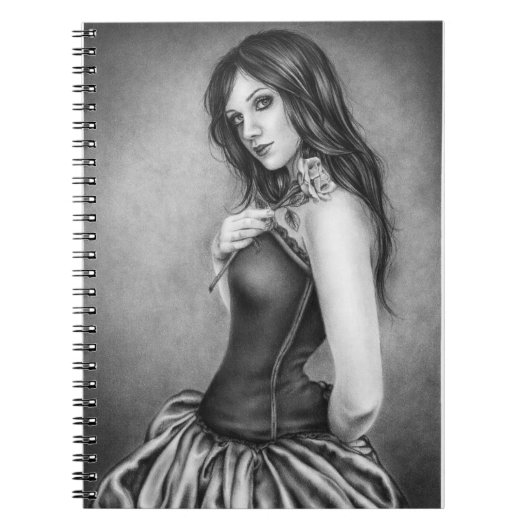 バラのノートを持つ女の子 ノートブック (正面)