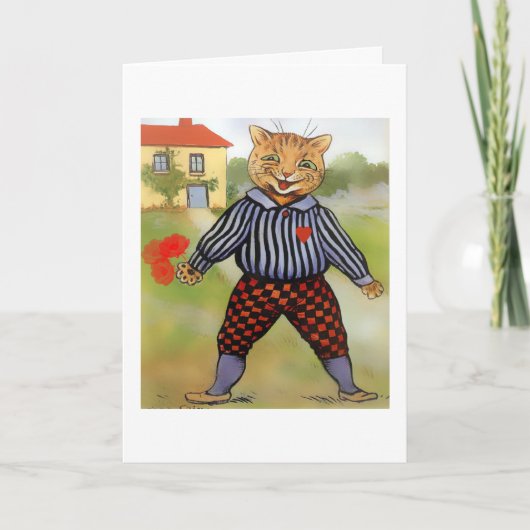 バラのバレンタインカードを持つ猫 シーズンカード (正面)