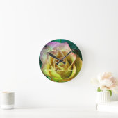 バラのパーソナライズ可能なメッセージと名前のウォールクロック ラウンド壁時計 (ホーム)