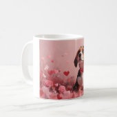 バラのビーグル - バレンタインデー コーヒーマグカップ (正面左)