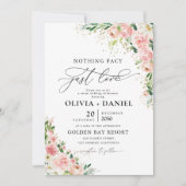 バラのピンクのウェディングセレモニー招待状 招待状 (正面)