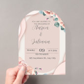 バラのピンクの優雅な結婚式の招待状 アクリル招待状 (インサイチュ (ポータブル))