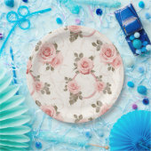 バラのピンクの紙皿を赤らせる ペーパープレート (パーティー)