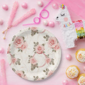 バラのピンクの紙皿を赤らせる ペーパープレート (パーティー)