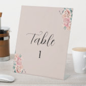 バラのピンクの結婚式テーブルナンバー 台座サイン (インサイチュ)