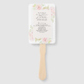 バラのピンクの花の水彩プログラム ウェディング ハンドファン (正面)