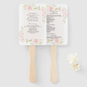 バラのピンクの花の水彩プログラム ハンドファン (正面&裏面)