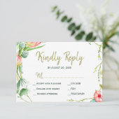 バラのピンクの花園での結婚式 現代の RSVP (スタンド正面)