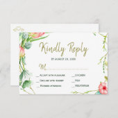 バラのピンクの花園での結婚式 現代の RSVP (正面/裏面)