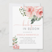バラのピンクの赤ちゃんの誕生 シャワーのお知らせ 招待状 (正面)