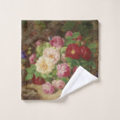 バラのピースが蝶と森の床で バスタオルセット (ウォッシュタオル)