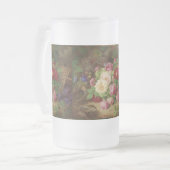 バラのピースが蝶と森の床で フロストグラスビールジョッキ (正面左)