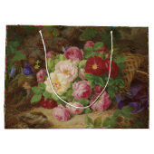 バラのピースが蝶と森の床で ラージペーパーバッグ (裏面)