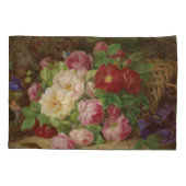 バラのピースが蝶と森の床で 枕カバー (裏面-左)