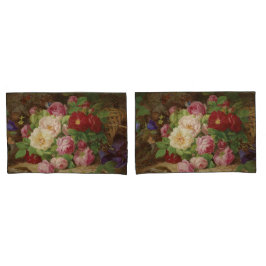 バラのピースが蝶と森の床で 枕カバー