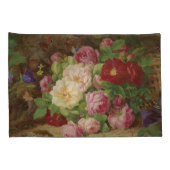 バラのピースが蝶と森の床で 枕カバー (裏面-右)