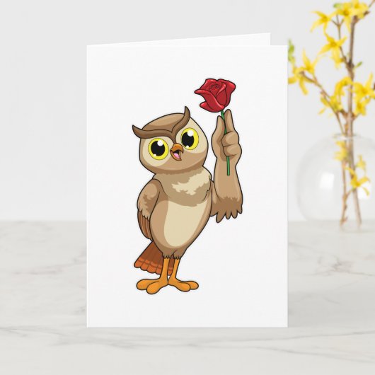 バラのフクロウ カード (黄色い花)