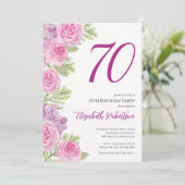 バラのフラワーテンプレート 70歳の誕生日 招待状 (スタンド正面)