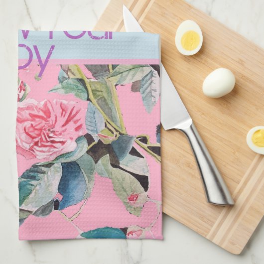 バラのフラールパターン水後を追色あなたの喜び キッチンタオル (四つ折り)