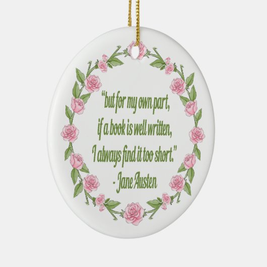バラのブッククラブのジェーンピンクのAustenの引用文 セラミックオーナメント (右)