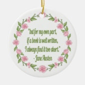 バラのブッククラブのジェーンピンクのAustenの引用文 セラミックオーナメント (正面)