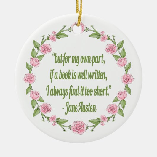 バラのブッククラブのジェーンピンクのAustenの引用文 セラミックオーナメント (正面)