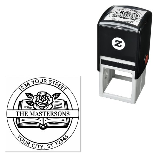 バラのブックファミリ名差出人住所リボンD セルフインキングスタンプ (インサイチュ)