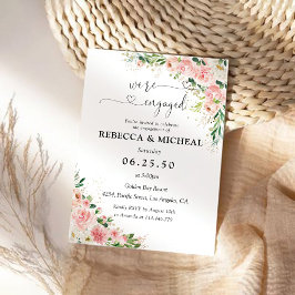 バラのブッシュピンクのエンゲージメントパーティー招待状 招待状