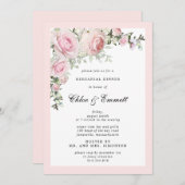 バラのブッシュピンクの花束 リハーサルディナー 招待状 (正面/裏面)