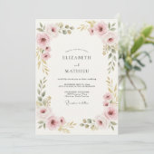 バラのブレス ゴールドの芍薬の結婚式 招待状 (スタンド正面)