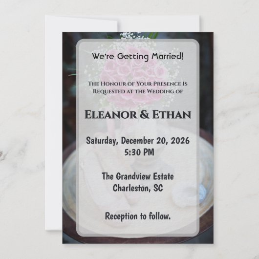 バラのブーケ　ラスティックウェディング招待状 招待状 (正面)