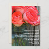 バラのメイソンジャール納屋の木の結婚式の招待 招待状 (正面/裏面)