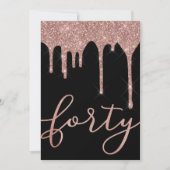 バラのモダン金ゴールドが40歳の誕生日に流れる 招待状 (正面)