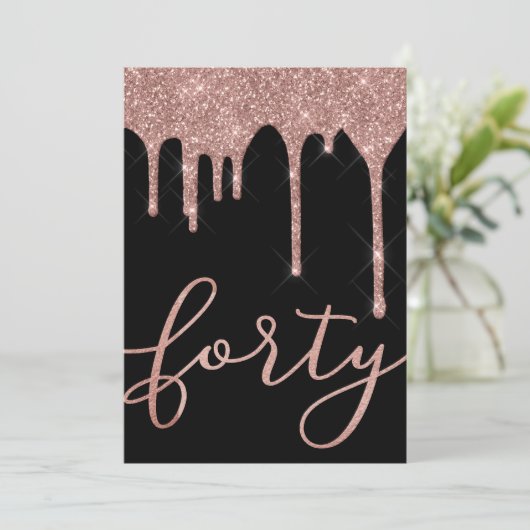 バラのモダン金ゴールドが40歳の誕生日に流れる 招待状 (スタンド正面)