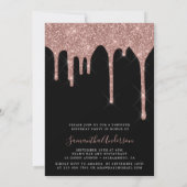 バラのモダン金ゴールドが40歳の誕生日に流れる 招待状 (裏面)