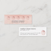 バラのモダン金ゴールドきらびやかなカップケーキ自家製ベーカリー スキニー名刺 (正面/裏面)