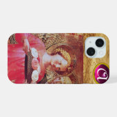 バラのモノグラムを持つ天使 iPhone 15ケース (裏面横)