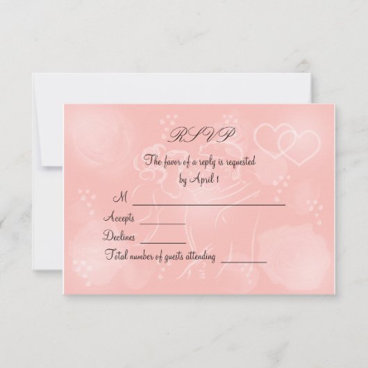 バラのモモRSVPカード 出欠カード (正面)