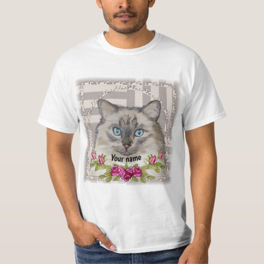 バラのラグドール猫Tシャツ Tシャツ (正面)