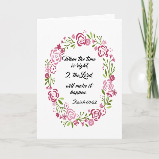 バラのリースの花の聖なる書物、経典のアイザイアの60:22 シーズンカード (正面)