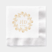 バラのリース2イニシャル結婚モノグラムCO2 箔ナプキン (正面)