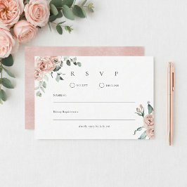 バラのロマンチックな結婚式 出欠カード