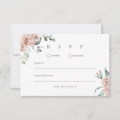 バラのロマンチックな結婚式 出欠カード (正面)
